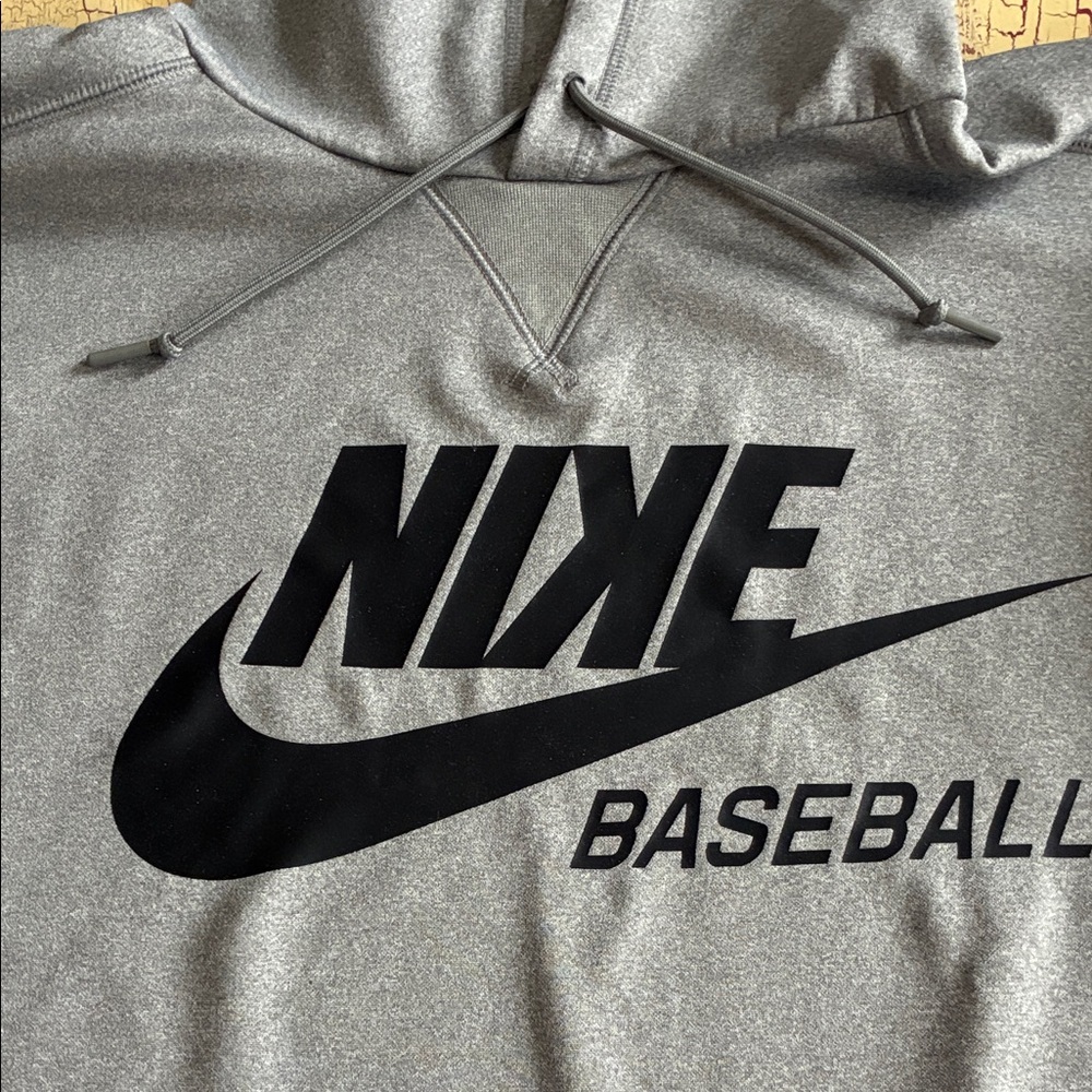Nike Dri-Fit Heather Gray Baseball Hoodie featuring the backwards K - Picture 2 of 14